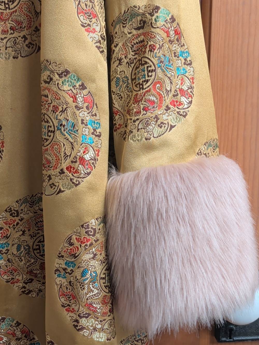 Original Nastygal Chinese Style Gold Brocade Dress Size Large - Picture 6 of 12